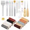 35 Pieces Leather Stitching Pouch Kit with 4mm Prong Sewing Hole Punch, Leather Sewing Tools, Waxed Thread and Large-Eye Stitching Needles for Beginner Leather Sewing Working Crafting Projects